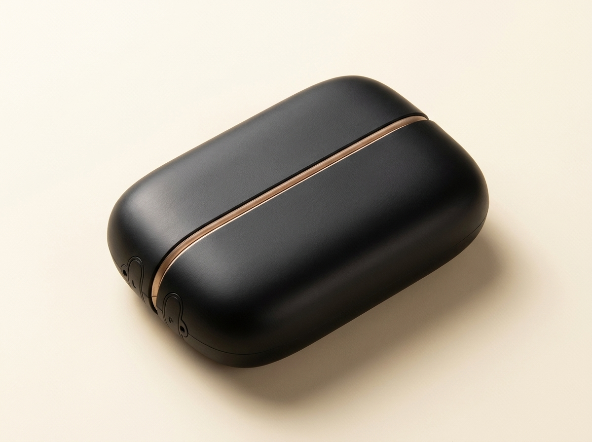 Cushty magnetic rechargeable hand warmer in matte black with rose-gold seam